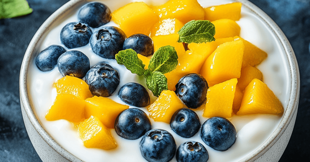 A bowl of plain yogurt topped with fresh fruits, rich in probiotics for gut health.